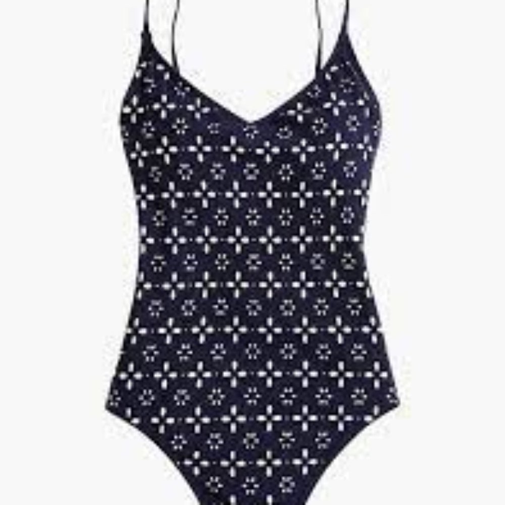 J.Crew navy one piece swimsuit in laser cut eyelet size 4